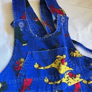 Blue Dinosaur Print Kids/Toddler Corduroy Vintage Overalls